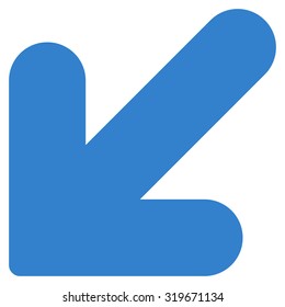 Arrow Down Left icon from Primitive Set. This isolated flat symbol is drawn with cobalt color on a white background, angles are rounded.
