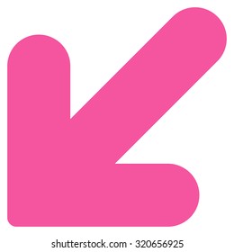 Arrow Down Left icon from Primitive Set. This isolated flat symbol is drawn with pink color on a white background, angles are rounded.