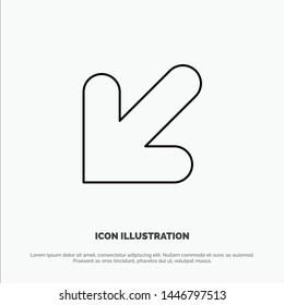 Arrow, , Down, Left Line Icon Vector