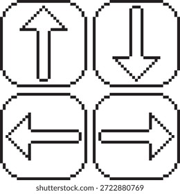 Arrow up down left right with border icon black-white vector pixel art