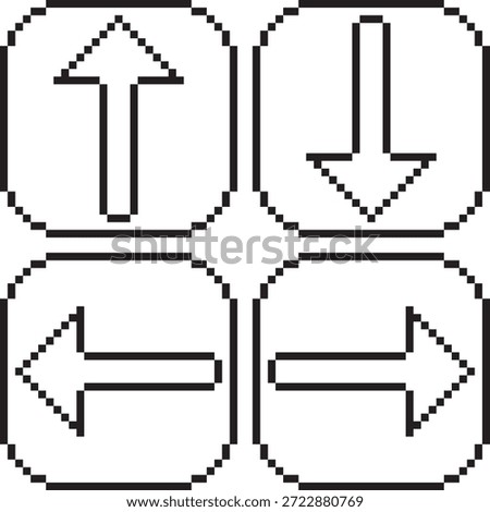 Arrow up down left right with border icon black-white vector pixel art