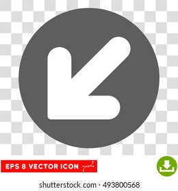 Arrow Down Left round icon. Vector EPS illustration style is flat iconic bicolor symbol, white and silver colors, transparent background.