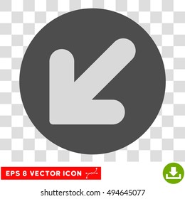 Arrow Down Left round icon. Vector EPS illustration style is flat iconic bicolor symbol, light gray and gray colors, transparent background.