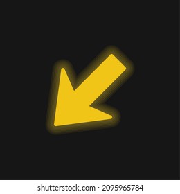Icono de neón amarillo brillante flecha abajo hacia abajo