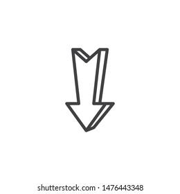 Arrow down line icon. linear style sign for mobile concept and web design. Backward arrow indicate outline vector icon. Symbol, logo illustration. Vector graphics