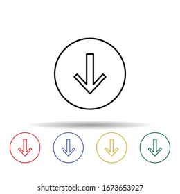Arrow to down multi color icon. Simple thin line, outline vector of online and web icons for ui and ux, website or mobile application