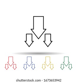 Auf das mehrfarbige Symbol nach unten aufschlagen. Einfache dünne Linie, Vektorillustration von Online- und Web-Symbolen für i und ux, Website oder mobile Applikationen