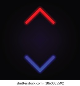 Arrow, up and down neon icon on dark background