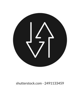 Arrow up down on black icon sign vector.