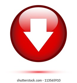 Arrow Down On Red Button