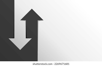 Arrow up and down on the white background banner.