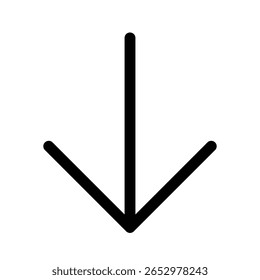Icono de contorno de flecha hacia abajo para Descarga, disminución y dirección hacia abajo.