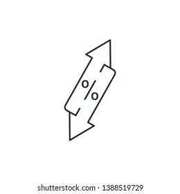 Up arrow, down arrow. Percent. Exchange quotation. Vector linear icon.