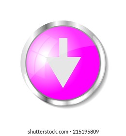 Arrow down  pink  button or icon vector illustration