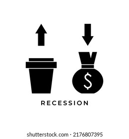 arrow up arrow down recession icon symbol design vector illustration.