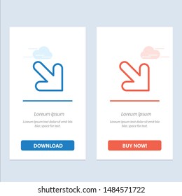 Arrow, Down, Right  Blue and Red Download and Buy Now web Widget Card Template. Vector Icon Template background