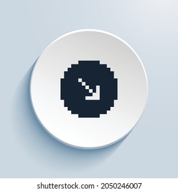 flecha hacia abajo círculo derecho rellenar píxel diseño de icono. Forma de círculo de estilo de botón aislada en fondo blanco. Ilustración del vector
