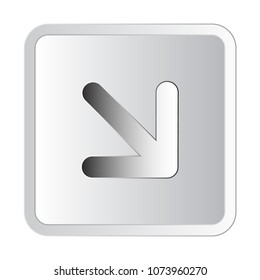 Arrow down the right icon sign silver vector illustration