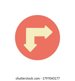Icono de flecha abajo y derecha. Elementos vectoriales de color simples de iconos de puntero para ui y ux, sitio web o aplicación móvil