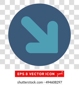 Arrow Down Right round icon. Vector EPS illustration style is flat iconic bicolor symbol, cyan and blue colors, transparent background.