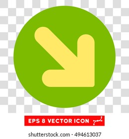 Arrow Down Right round icon. Vector EPS illustration style is flat iconic bicolor symbol, yellow and eco green colors, transparent background.