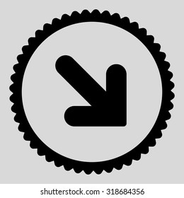 Arrow Down Right round stamp icon. This flat vector symbol is drawn with black color on a light gray background.