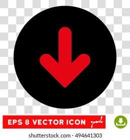Arrow Down round icon. Vector EPS illustration style is flat iconic bicolor symbol, intensive red and black colors, transparent background.