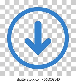 Arrow Down rounded icon. Vector illustration style is flat iconic symbol inside a circle, cobalt color, transparent background. Designed for web and software interfaces.