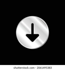 Arrow Down silver plated metallic icon