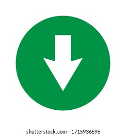 Arrow Down vector icon. This rounded flat symbol is drawn with eco green color on a white background. eps 10
