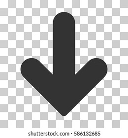 Arrow Down vector pictogram. Illustration style is flat iconic gray symbol on a transparent background.