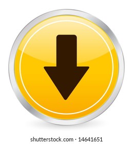 Arrow down yellow circle icon. Vector illustration