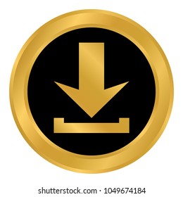 Arrow download button on white background. Vector illustration.