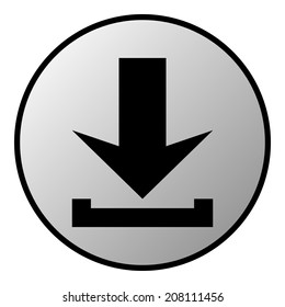 Arrow download button on white background. Vector illustration.