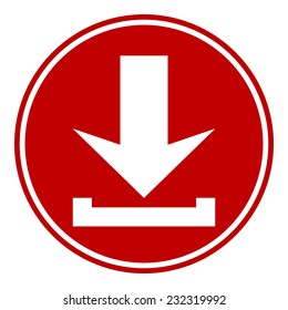 Arrow download button on white background. Vector illustration.