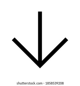 Pfeil nach unten Symbol schwarz einzeln auf weißem Hintergrund