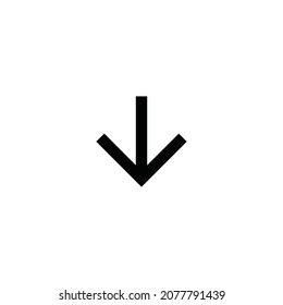 icono de flecha hacia abajo. Diseño de estilo plano aislado en un fondo blanco. Ilustración del vector