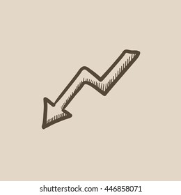 Arrow downward vector sketch icon isolated on background. Hand drawn Arrow downward icon. Arrow downward sketch icon for infographic, website or app.