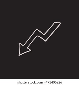 Arrow downward vector sketch icon isolated on background. Hand drawn Arrow downward icon. Arrow downward sketch icon for infographic, website or app.