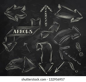 Arrow Drawing With Chalk On The Blackboard