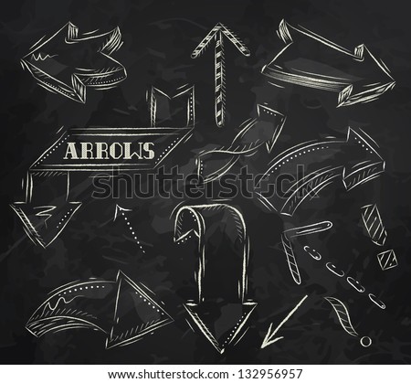 Arrow drawing with chalk on the blackboard