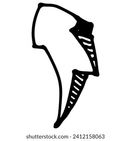 Arrow drawn with black marker on white background