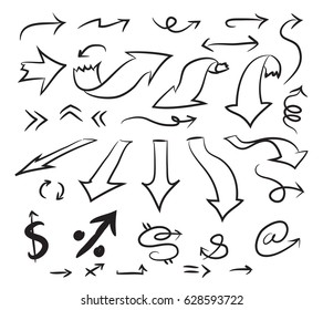 arrow drawn set free hand