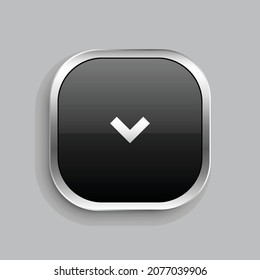 arrow drop down line icon design. Glossy Button style rounded rectangle isolated on gray background. Vector illustration
