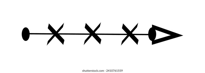 Arrow element of black-white set. Showcasing of the power of minimalism with this black arrow symbol. Its clean lines and white background create a striking contrast. Vector illustration.