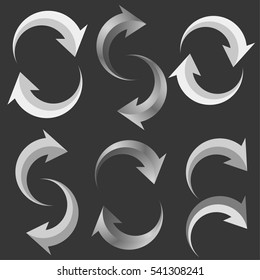 Arrow Elements Curved Bent Vector  Isolated on black (Vector) 