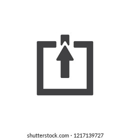 Arrow up elevator button vector icon. filled flat sign for mobile concept and web design. Exit solid icon. Symbol, logo illustration. Pixel perfect vector graphics