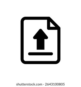 Seta para cima emergente do documento simbolizando upload ou exportação de arquivo