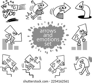 Arrow emotions vector illustration set