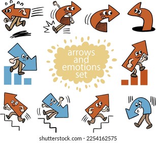 Arrow emotions vector illustration set